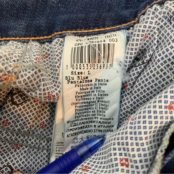 NWT Rinascimento Jeans Denim Blue Studs Raw Hem Sz Large Slim Glam Rockstar - Picture 12 of 16